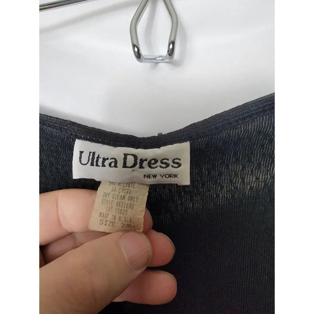 Vintage Long Ultra Dress New York Gown Black Sparkle 24W Made in USA 80s‎ 90s
